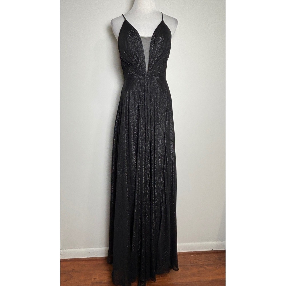 Betsy & Adam VTG‎ Shimmer Maxi Dress Size 2 Minimalist Formal Prom Wedding Glam